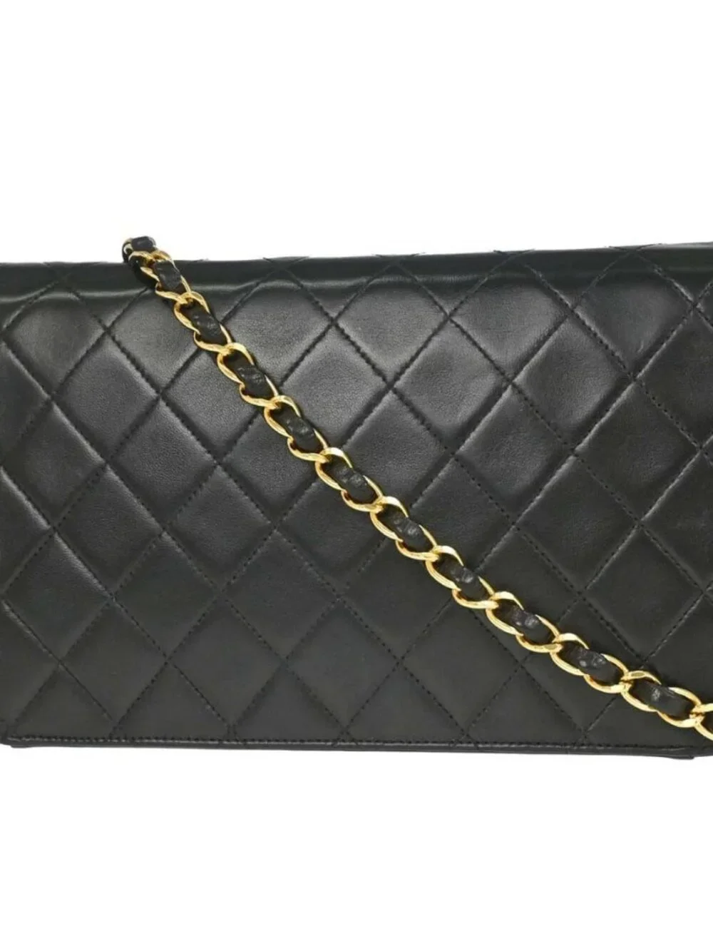 Chanel Black Lambskin Pushlock Small Full Flap Shoulder Bag 197349